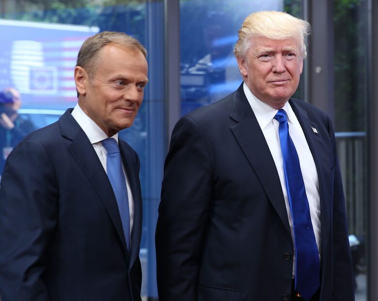 Miniatura: Mocne powitanie Tuska i Trumpa. Prezydent...