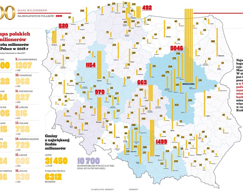 Miniatura: Mapa 100 najbogatszych Polaków